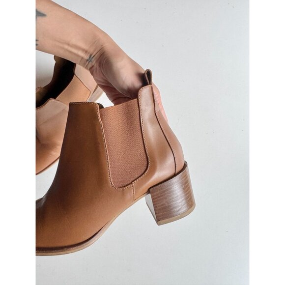 EVERLANE The Heel Boot Cognac Brown Leather Block Heel Ankle Boots, Size 6.5 - Picture 9 of 15